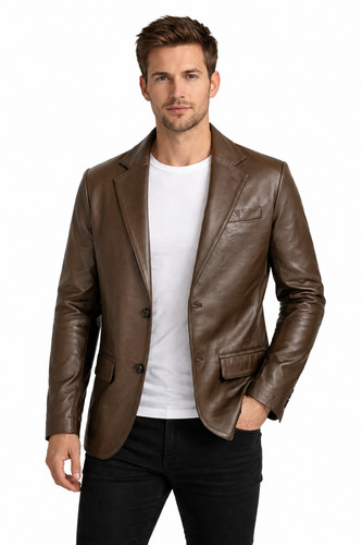 Mens genuine brown leather - brown,