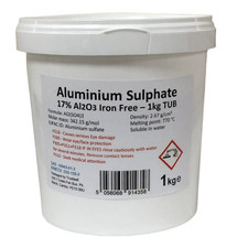 1kg Tub ALUMINIUM SULPHATE 17% Iron Free Alum Al2(SO4)3 - Alum Mordant Purifier