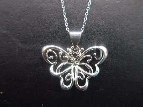 Silver butterfly pendant - butterfly,