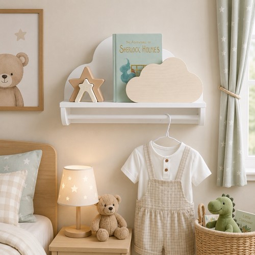 Wooden cloud wall - shelf, with