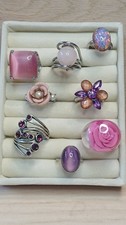 Chunky Eclectic Ring Joblot Bundle Pink And Purple Tones incl Rose Quartz 