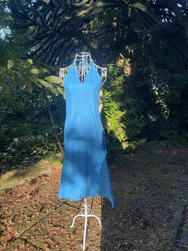 Zara blue linen viscose midi - blue, linen-viscose