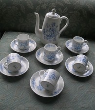 Antique Crown Staffordshire Blue and white Ceramic Coffee Set
