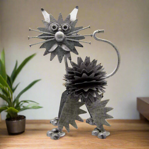 Metal cat ornament - cat,