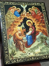 Wood Lacquer Box With Nativity
