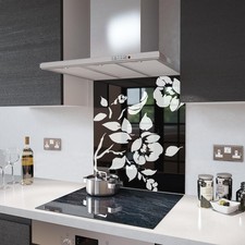 Glass Splashbacks Black Floral