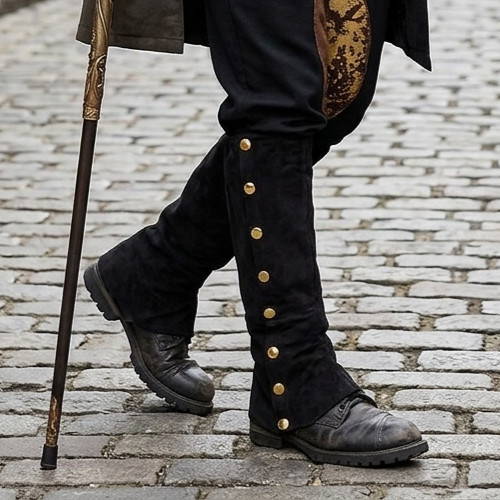 Steampunk black suede spats - steampunk,