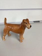 Vintage ceramic dog figurine brown glazed [EA]