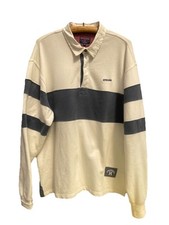 Edwards Heavies Mens White Striped Sailing Fisherman Logo Preppy Polo Shirt L/XL