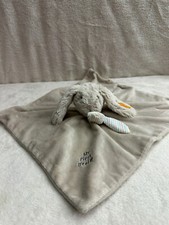 My first Steiff knopf im ohr Hoppie grey bunny rabbit comforter blanket blankie