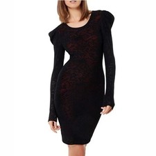 NWT Milly $475 Dress Size S Pointelle Lace Drape Sleeve Cocktail Gown Black
