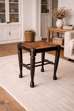 Vintage Wooden Stool Woven