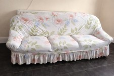 3 Seater Sofa Blue Grey Fabric