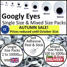 Googly Eyes Self-Adhesive Huge Choice of Single & Mixed Size Pack Options