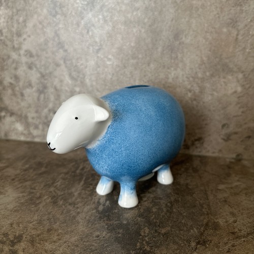 Herdy sheep ceramic blue money - ceramic,