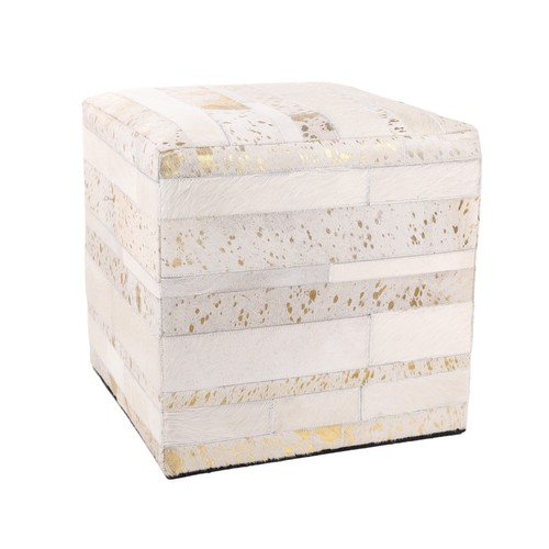 Handmade tricolor cowhide - tricolor, pouf