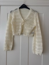 Ladies Short Lace Effect  Long Sleeved Cardigan By SHEIN Size M