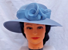 Ladies Eastex Blue Hat Classic shape nice detailed band- Garden Party/Church etc
