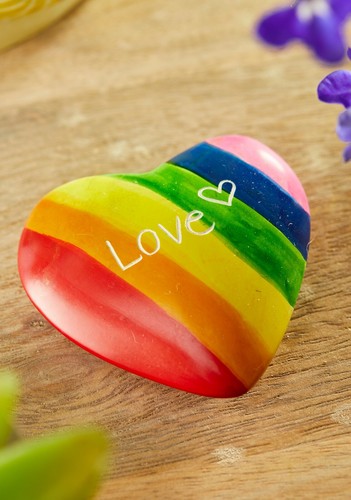 Rainbow love heart pebble - love,