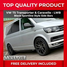FOR VW T5 CARAVELLE LWB SPORTLINE BLACK FINISH SIDE BAR OEM QUALITY POWDER COAT 