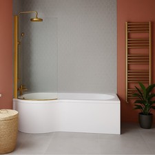 1700mm shaped shower bath - 1700mm,