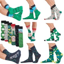  Mens 6 Pack Novelty Cotton Rich Lucky Golfer Golf Design Socks Designer Gift 