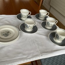 Wedgewood Susie Cooper Fine Bone China Tea Set Glen Mist, 1950s Vintage 5 pieces