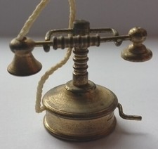 Vintage Old Antique Brass Tiny Miniature Baby Small fashion wind up telephone 
