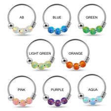 Opal bead nose ring sterling