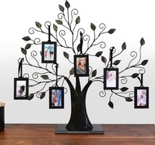 Metal Family Tree Photo Frame with 6 Hanging Picture Frames - Black