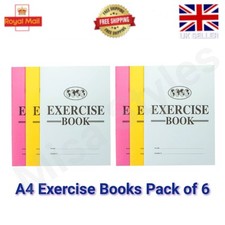 EXERCISE BOOKS 6 PACK 24 PAGES LINED PAGES PAPER SCHOOL WRITING HOMEWORK WORK A4