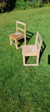 Two Vintage Retro Wooden Stacking Small School Chairs Kids