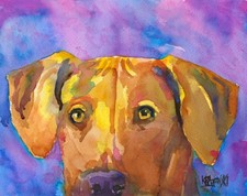 Rhodesian Ridgeback Print of Original Fine Art Watercolor by Ron Krajewski