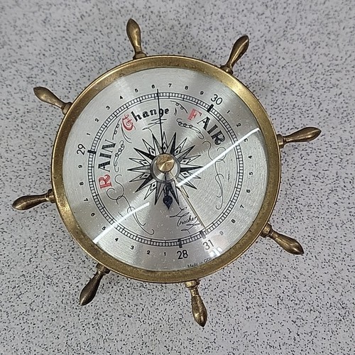 Vintage ships wheel - vintage, brass