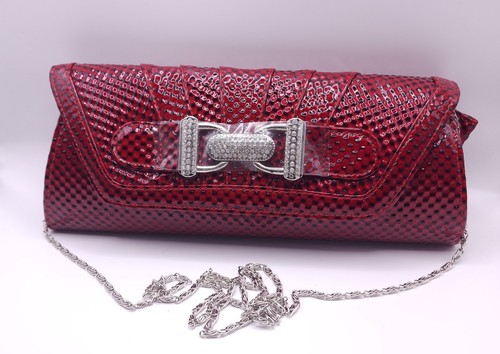Red patent clutch - red, evening