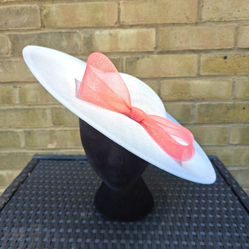 White coral pink bow - bow, brim