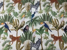Tropical Paradise  Safari Fabric Cotton IVORY Curtain Blind Upholstery