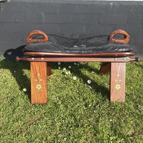Vintage camel saddle seat - camel,