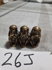 Brass Figurine 3 Wise Monkeys, Speak Hear No Evil, Peerage England