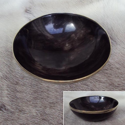 Cattle horn bowl with brass - horn,