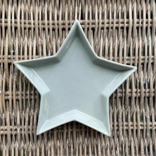 Grey ceramic star trinket dish - star,