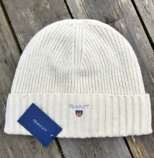 Genuine GANT Cream Cuff 80% WOOL Fleece Lined Beanie Hat Unisex New TAGS 4910017