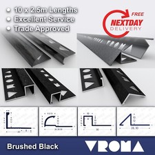10 X Tile Trim Brushed Black