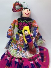 Hand Crafted/Sewn Guatemalan Cloth Folk Art Rag Doll 10”