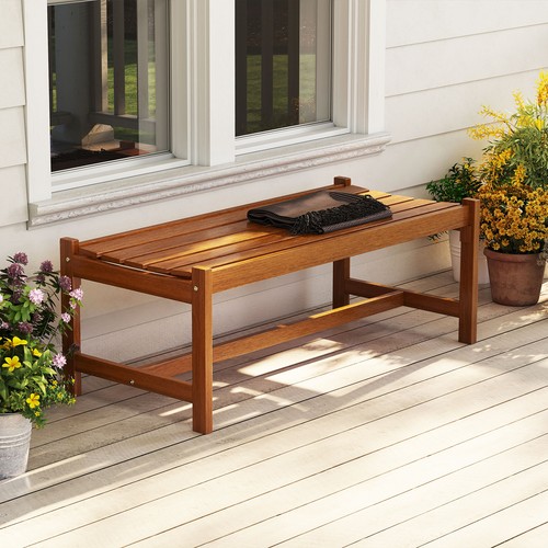 Farmhouse wooden slat bench - farmhouse,