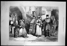 Original Old Antique Print