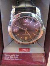 Timex Model 2R86600 Mens Wristwatch . Leather Upper Wristband.