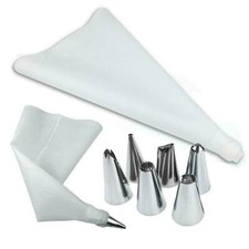 VDL Silicone Icing Piping Bag + 6 Nozzles Tips Set Cake Cupcake Decorate