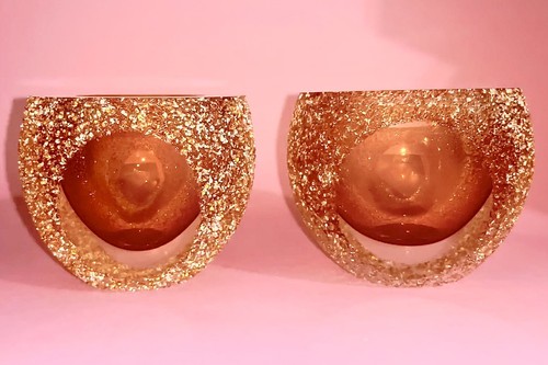 Pair amber sommerso sugar - sommerso,