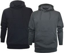 Plain Hoodie Fleece Brushed Inside Lined Hood Pullover Jumper w/ Kangaroo Pocket